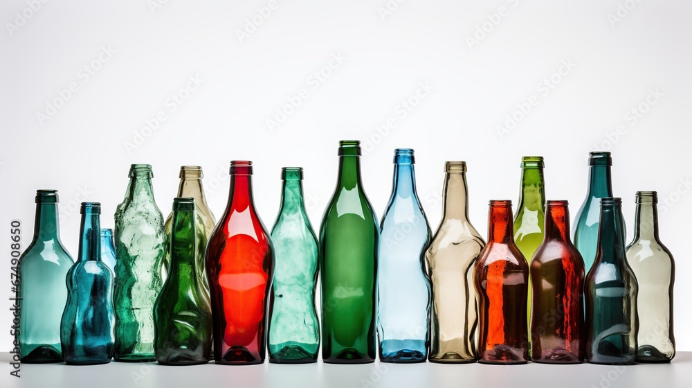 Many plastic bottles on white background top view Many plastic bottles on white background top view