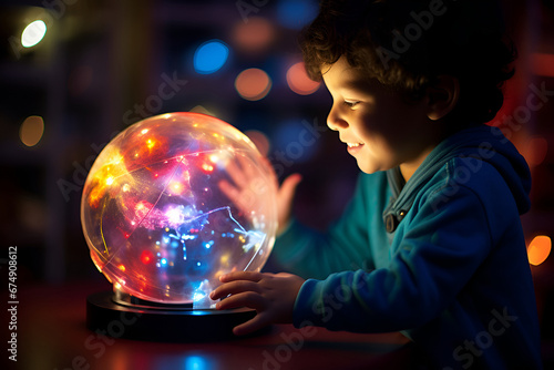 Enchanted Gaze: A Young Explorer's First Encounter with the Mysteries of Plasma ball