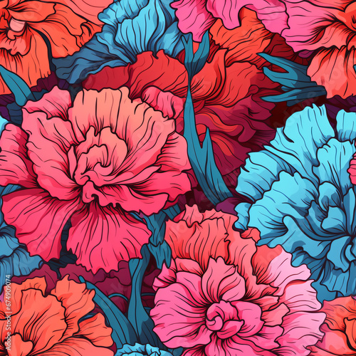 Carnation Seamless pattern floral background
