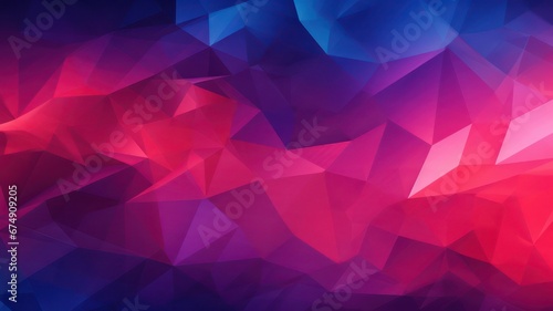 Pink magenta blue purple red orange abstract triangles background created with Generative AI