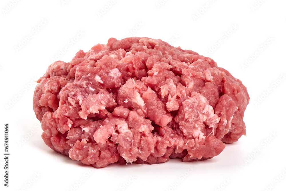 Minced meat, pork, beef, forcemeat, isolated on white background. Minced meat, pork, beef, forcemeat, isolated on white background.