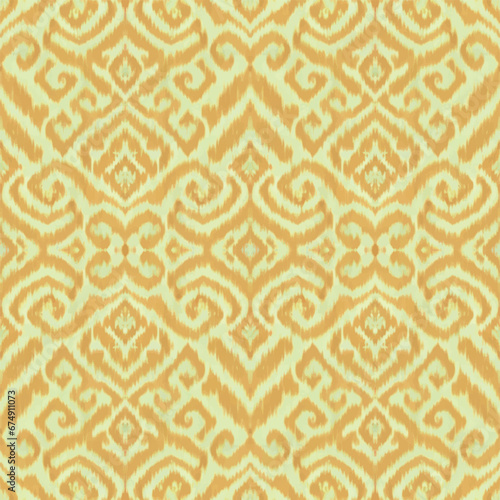 Ikat Ethnic Damask seamless pattern.Ethnic Damask seamless in Ikat design for textile,fabric,textures and wallpaper.Ikat Ethnic Damask pattern for hand drawn style seamless background.Hand drawn Ikat.