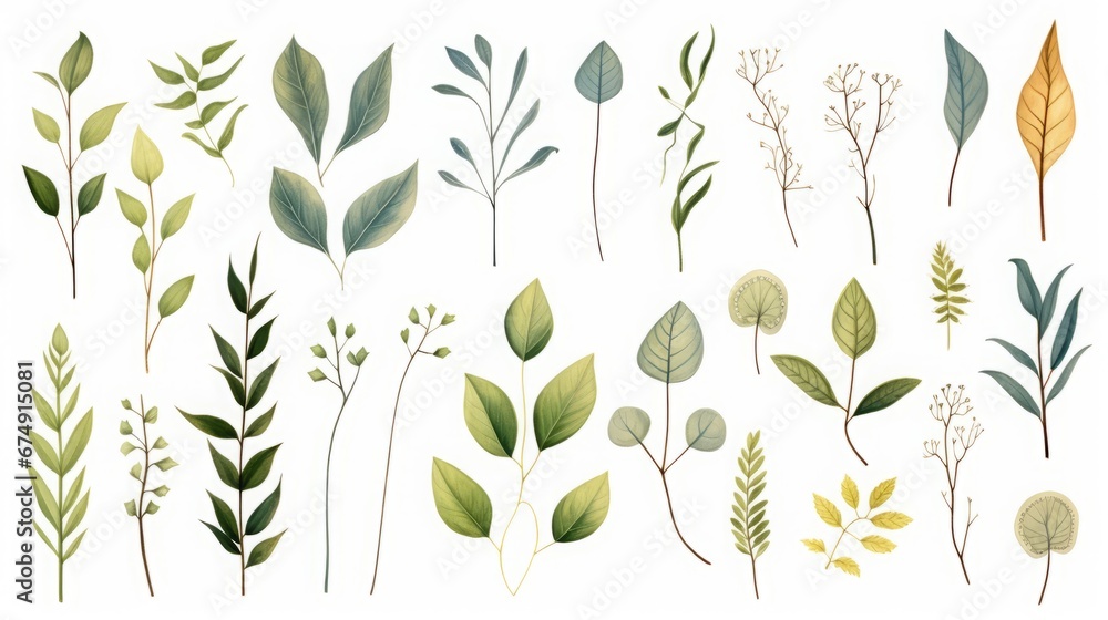 twigs and flowers of plants on a white background isolated. twigs and flowers of plants on a white background isolated.