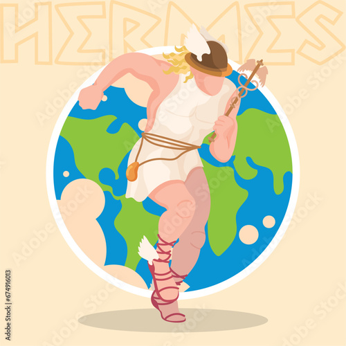 Isolated colored hermes greek god of traveler and boundaries character Vector