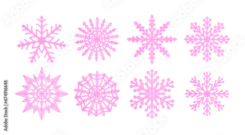Outline neon pink snowflake .Retro neon Winter.Beautiful Christmas decoration Vector Illustration.