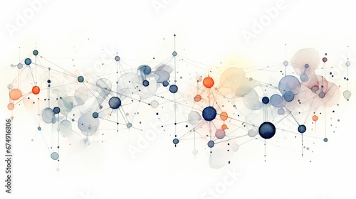 Grid surface with splatters of watercolor paint. Abstract network background in science or technology style. Lattice structure. Illustration for advertising, marketing or presentation.