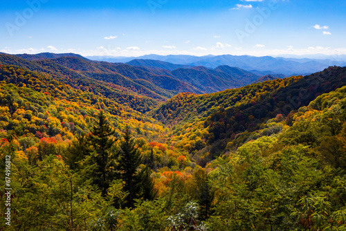 Smoky Mountains Autumn Day Colorful Trees
