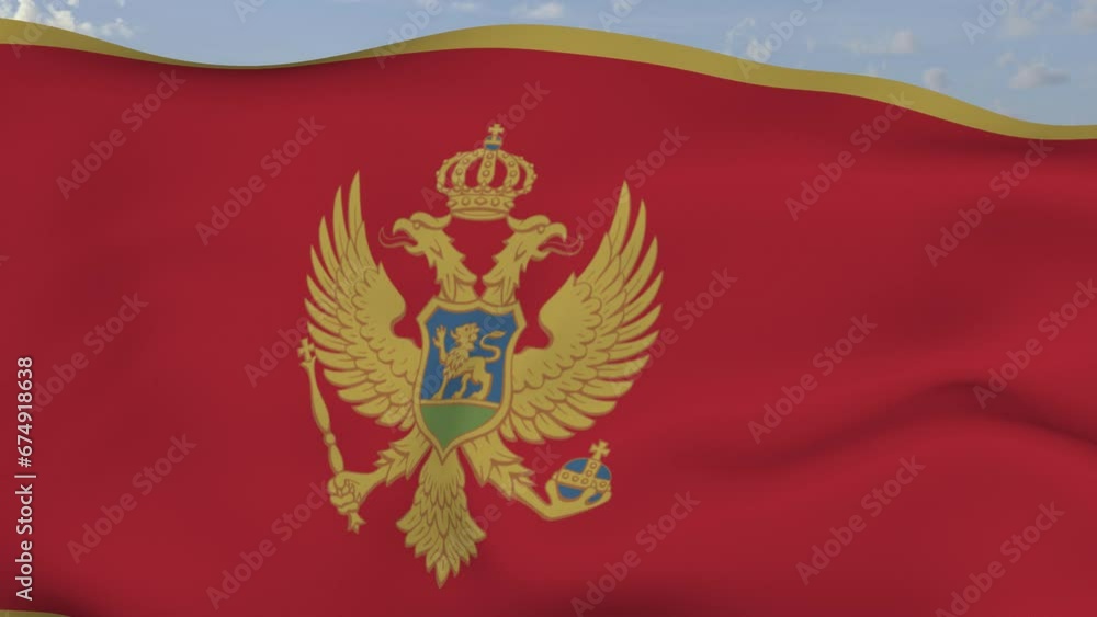 Loop der Montenegro Fahne wehend im Wind als Nahaufnahme 4K Loop der Montenegro Fahne wehend im Wind als Nahaufnahme 4K