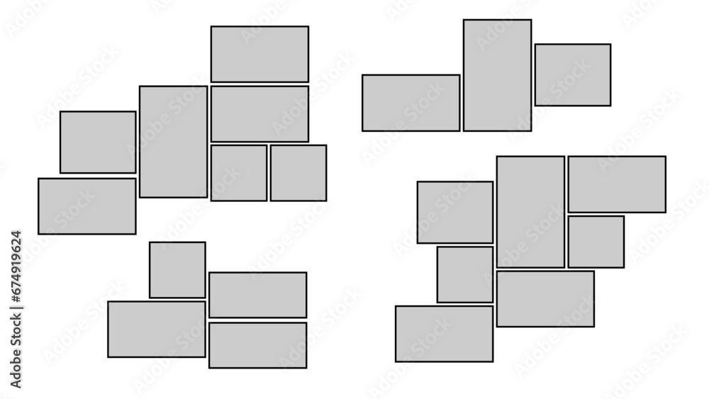 Collage with empty frames for photo. Templates for websites and interiors. Style background or wallpaper. Vector illustration. Collage with empty frames for photo. Templates for websites and interiors. Style background or wallpaper. Vector illustration.