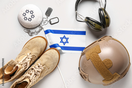 Flag of Israel with militar...