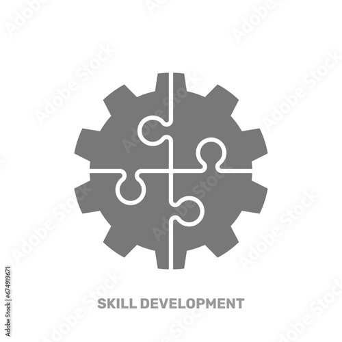 Jigsaw puzzle icon. Solving the problem, moving to the next level and skill development concept. EPS 10 photo