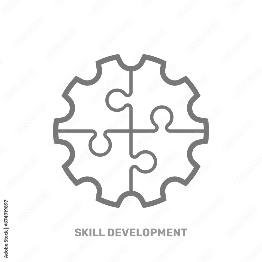 Jigsaw puzzle icon. Solving the problem, moving to the next level and skill development concept. Editable Stroke. EPS 10 Jigsaw puzzle icon. Solving the problem, moving to the next level and skill development concept. Editable Stroke. EPS 10
