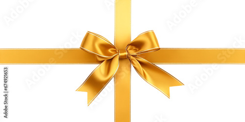 golden ribbon and bow isolated against transparent background 
