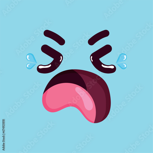 Isolated cute crying sad facial expression Vector