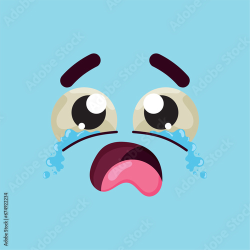 Isolated cute crying sad facial expression Vector
