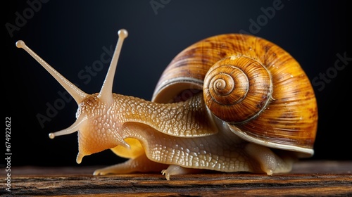 African snail Archachatina Egregia, isolated on a white background close-up. photo