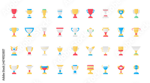 Obraz na płótnie Trophy cups, award flat icons set vector illustration