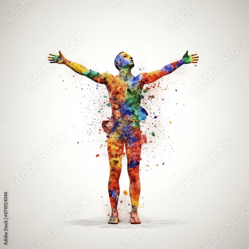 person with colorful splashes