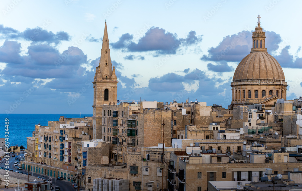 Obraz na płótnie Skyline of Valletta Malta w salonie