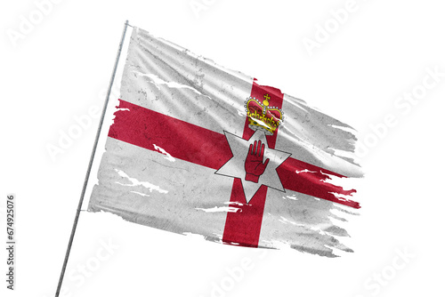 Northern Ireland torn flag on transparent background.