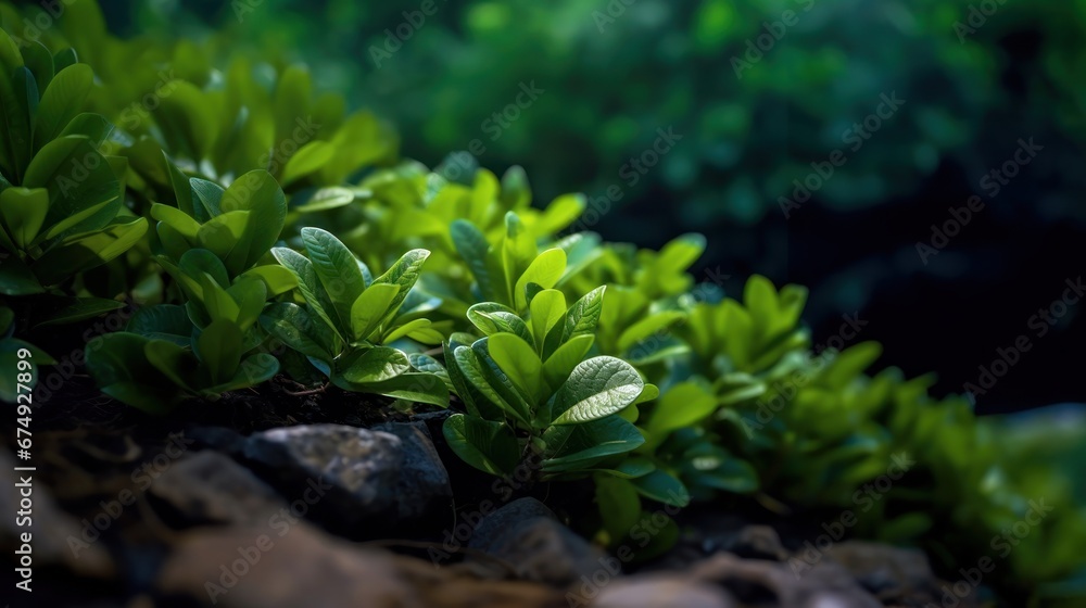 Coca plant in coca plant field. Organic plantation of coca plants in