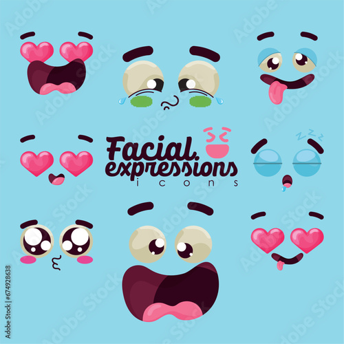 Set of different facial expression Vector