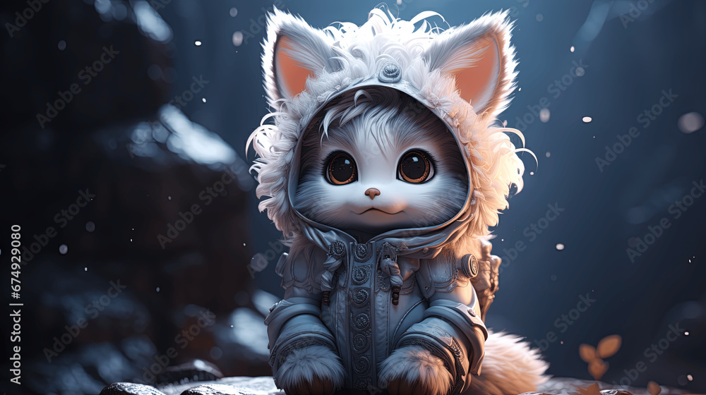 Fototapeta the cute fox is traveling