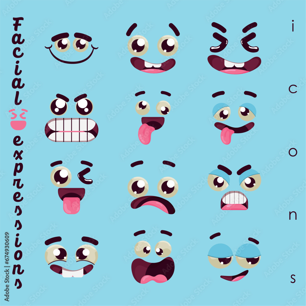 Set of different facial expression Vector Set of different facial expression Vector