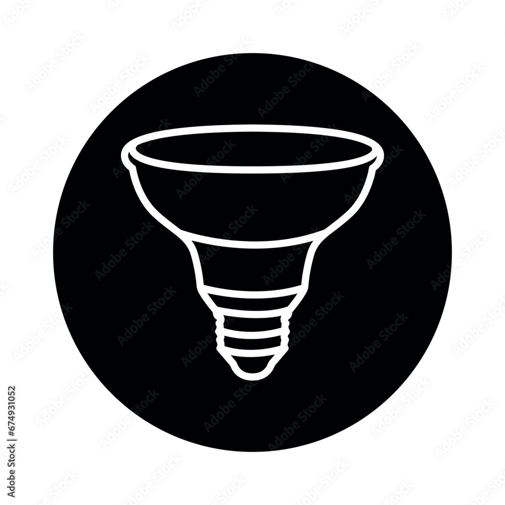 LED reflector lamp black line icon. LED reflector lamp black line icon.