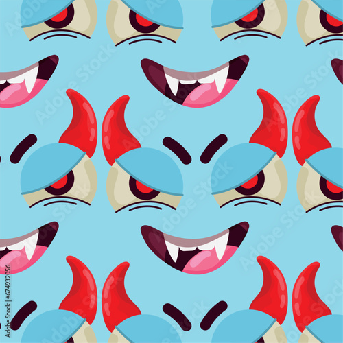 Seamless pattern background with facial expression Vector