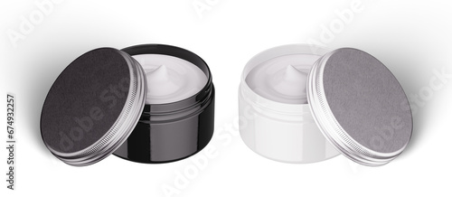 3D Illustration. Skin care cream jars on white background.