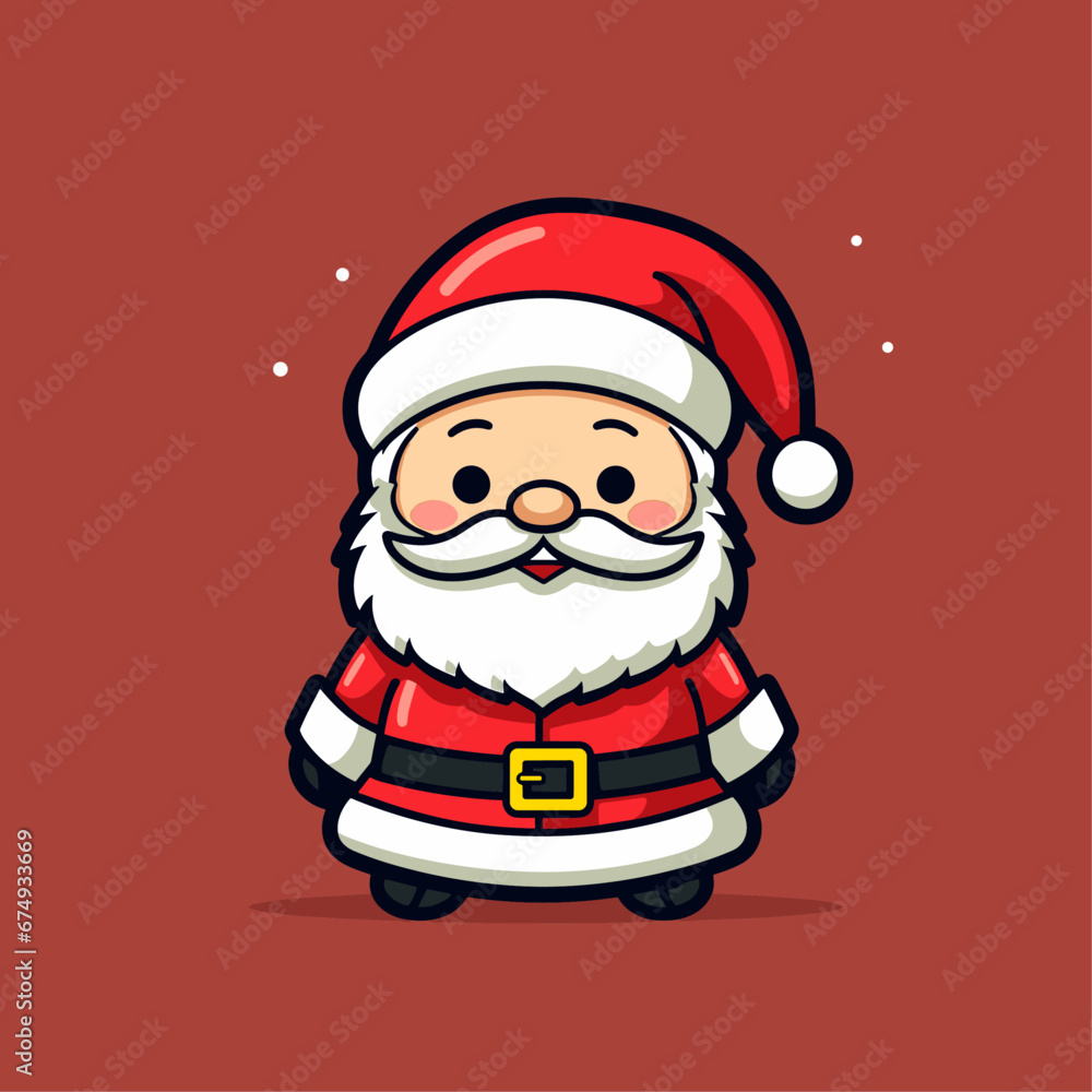 Vector illustration Cute Santa Claus dust red background, suitable for kids sticker, greeting card, christmas design, tattoo and other print on demand Vector illustration Cute Santa Claus dust red background, suitable for kids sticker, greeting card, christmas design, tattoo and other print on demand