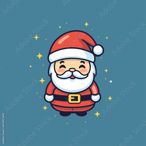 Vector illustration Cute Santa Claus dust blue background, suitable for kids sticker, greeting card, christmas design, tattoo and other print on demand