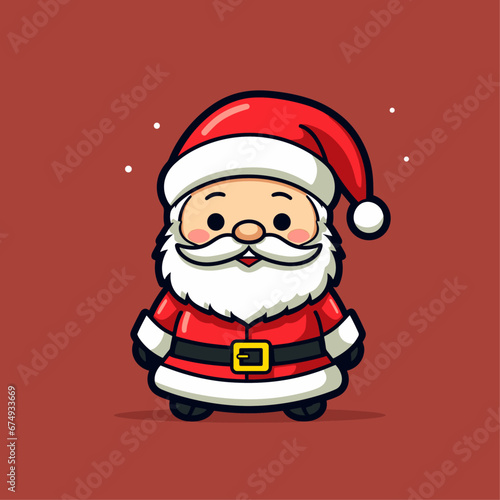 Vector illustration Cute Santa Claus dust red background, suitable for kids sticker, greeting card, christmas design, tattoo and other print on demand