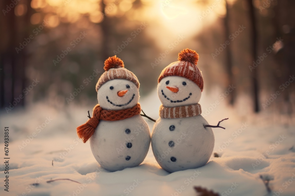 Happy snowmen  AI generated illustration