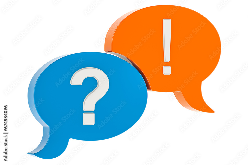 Question and Answer, Speech Bubbles. 3D rendering isolated on transparent background Question and Answer, Speech Bubbles. 3D rendering isolated on transparent background