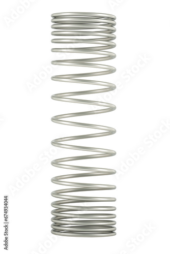 Steel helical coil spring, 3D rendering isolated on transparent background
