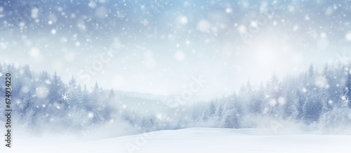 Snow bokeh christmas white landscape background © RMedia