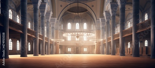 Blue Mosque interior. Also know as the Sultan Ahmed Mosquei n Istanbul, Turkey