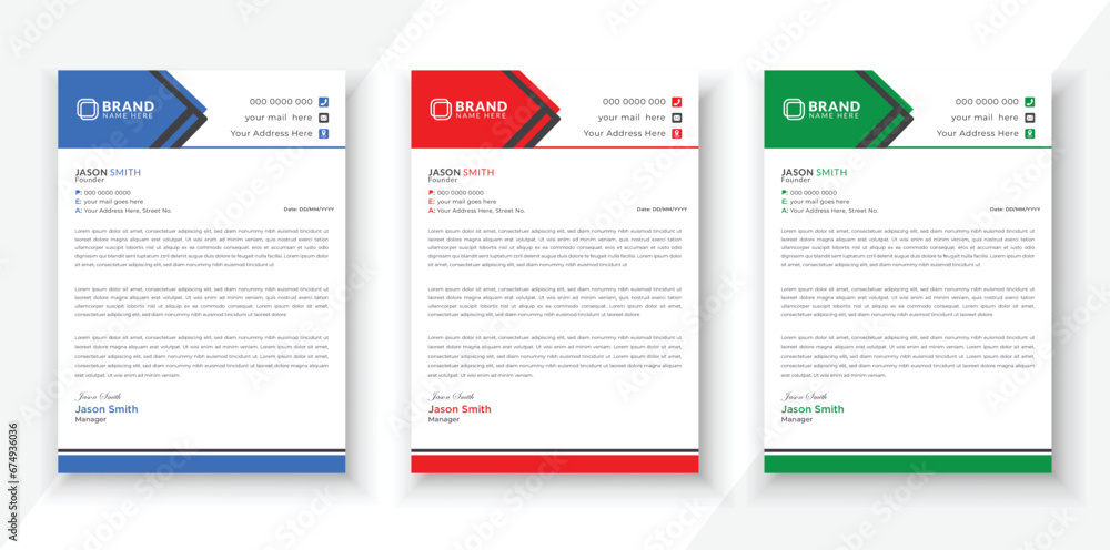 Modern & Creative Corporate Business style letterhead design bundle for your project. Clean and professional corporate company business letterhead template with color variation bundle. Modern & Creative Corporate Business style letterhead design bundle for your project. Clean and professional corporate company business letterhead template with color variation bundle.