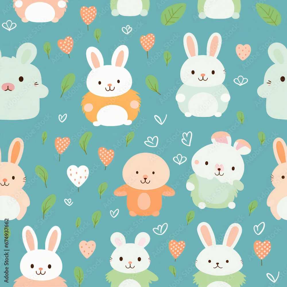 Cute Kawaii Bunnies and Bears Pattern Cute Kawaii Bunnies and Bears Pattern