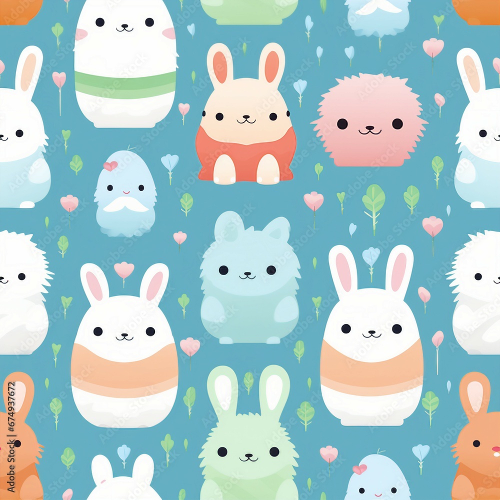 Cute Kawaii Bunnies and Bears Pattern Cute Kawaii Bunnies and Bears Pattern