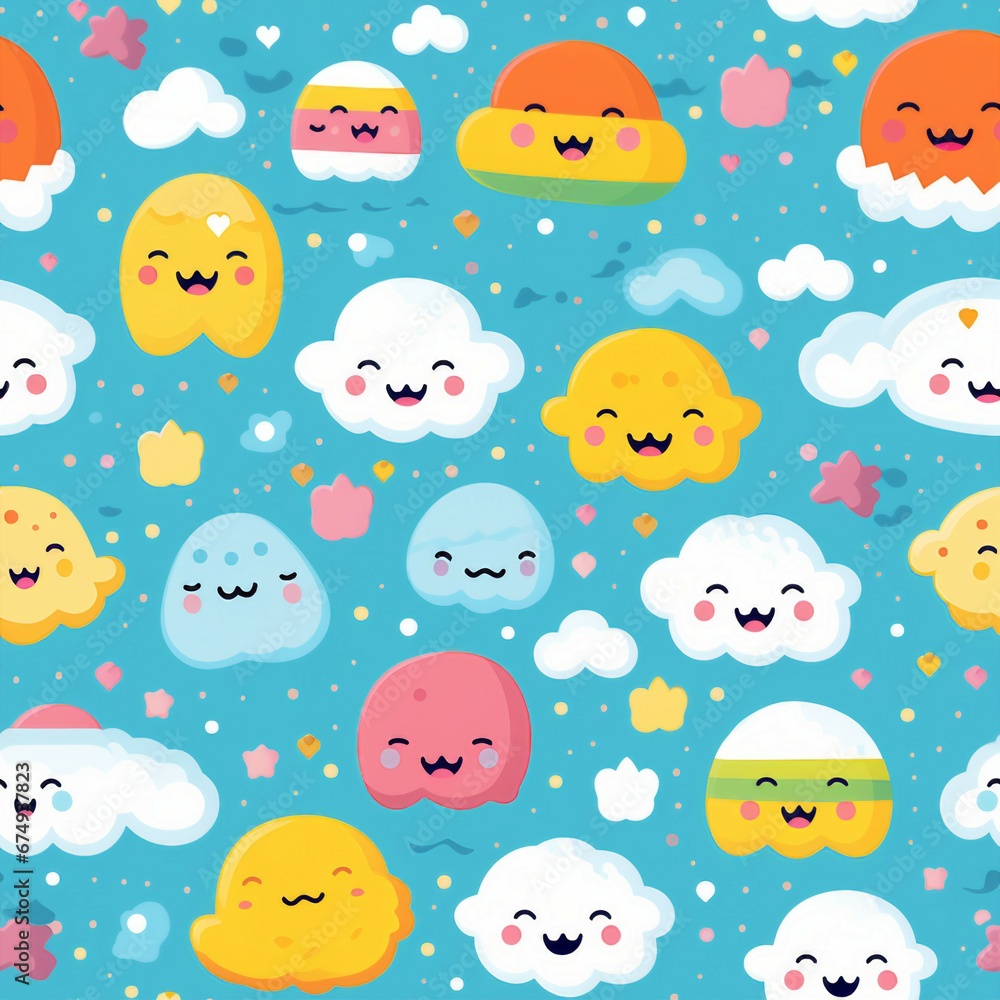 Happy Kawaii Expressions Pattern Happy Kawaii Expressions Pattern