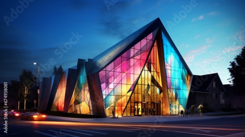 A modern city church with impressive architectural AI generated illustration