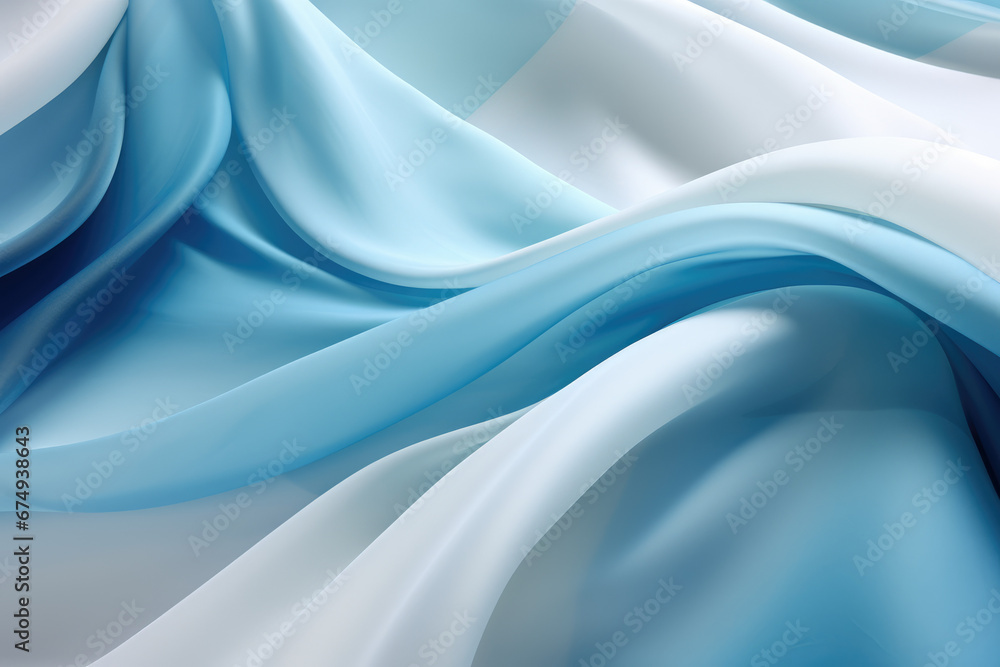 Obraz premium Beautiful futuristic Geometric background for your presentation. 3D wall in light blue and white tones. AI generated.
