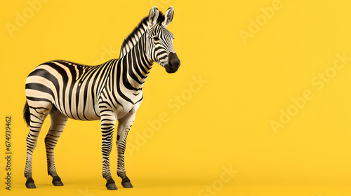 zebra standing on yellow background 