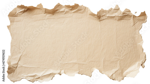 old beige sheet isolated on transparent background photo