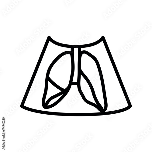 Lung ultrasound black line illustration