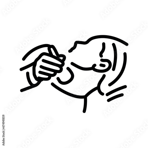Neck ultrasound  color line illustration