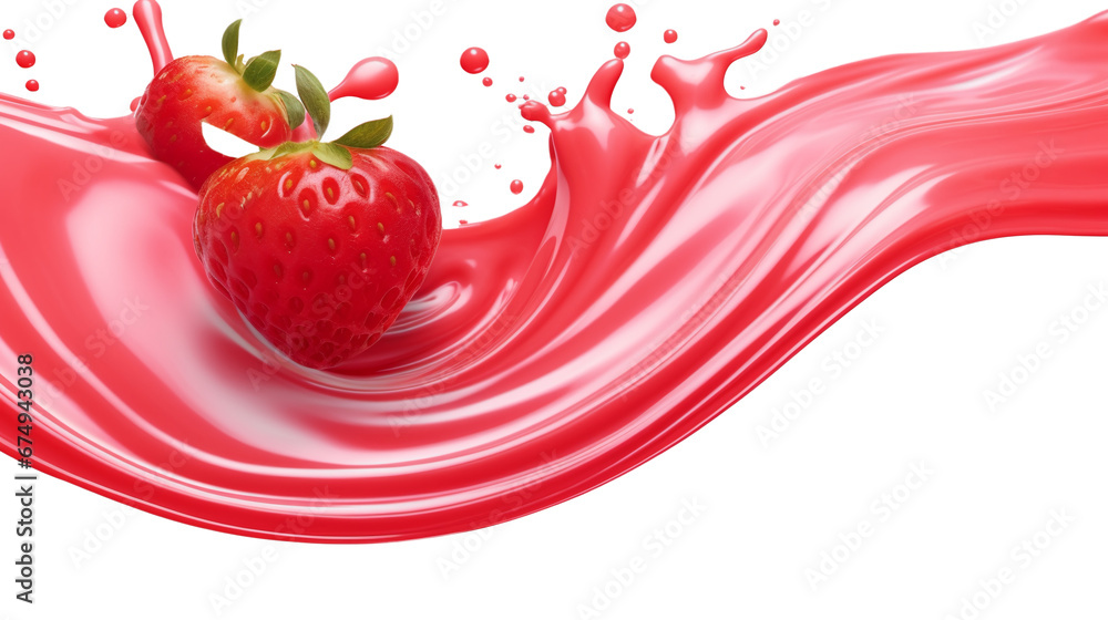 red paint splash with strawberry isolated red paint splash with strawberry isolated